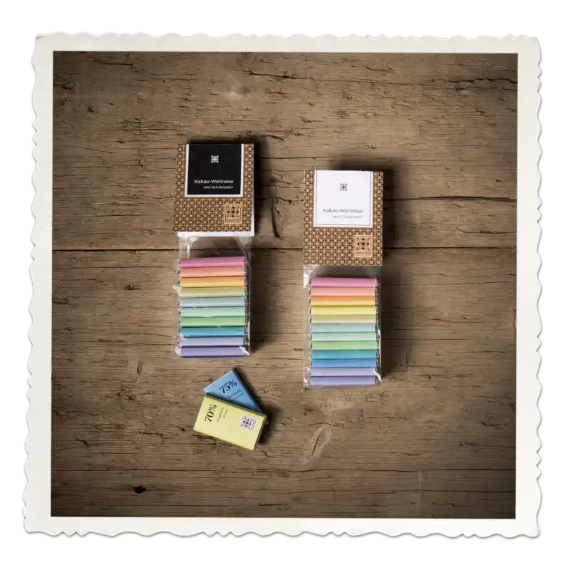 Kakao-Weltreise mit reinen Mini-Schokoladen